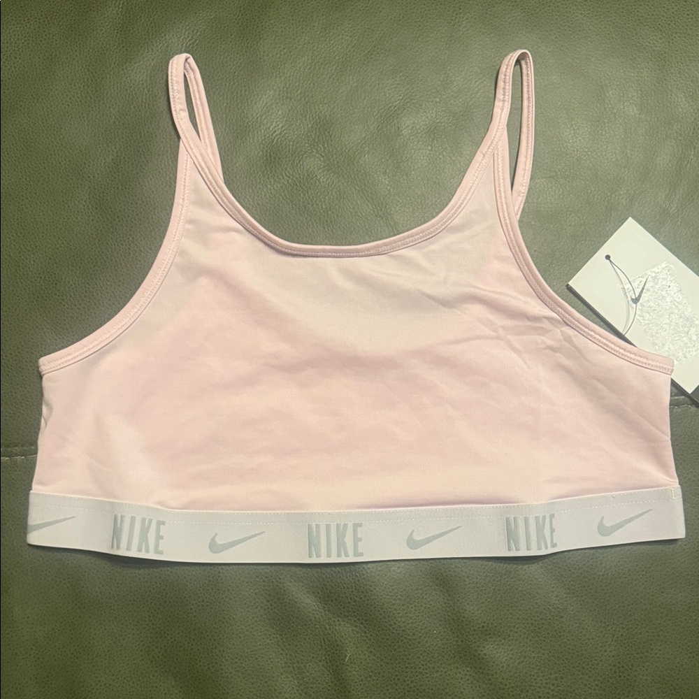 NWT Nike Light Pink Sports Bra with Logo Band, Size XL